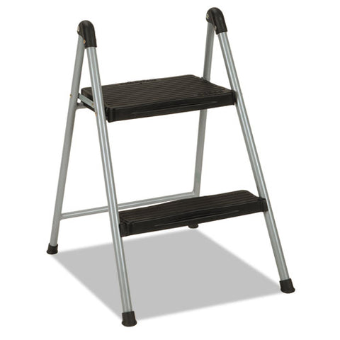 Folding Step Stool, 2-step, 200 Lb Capacity, 16.9" Working Height, Platinum-black