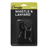 Sports Whistle With Black Nylon Lanyard, Plastic, Black