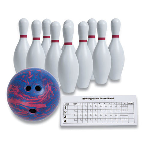 Bowling Set, Plastic-rubber, White, 1 Ball-10 Pins-set