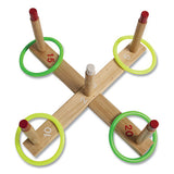 Ring Toss Set, Plastic-wood, Assorted Colors, 4 Rings-5 Pegs-set