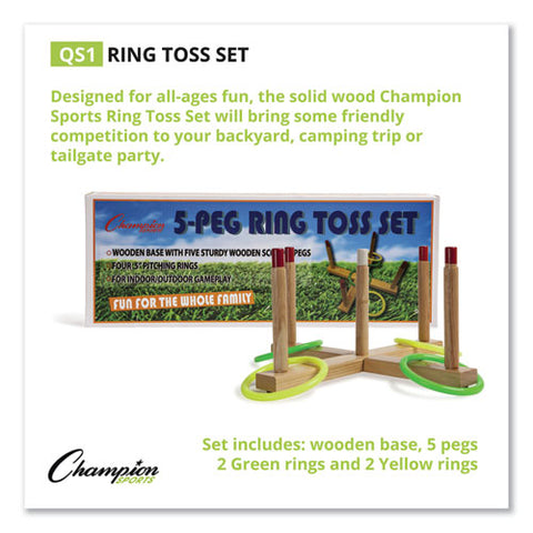 Ring Toss Set, Plastic-wood, Assorted Colors, 4 Rings-5 Pegs-set