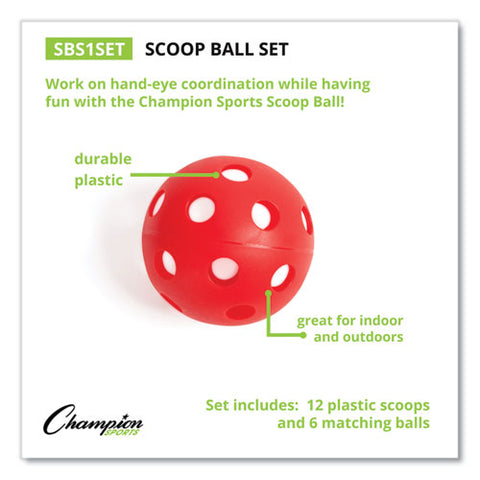 Scoop Ball Set, Plastic, Assorted Colors, 2 Scoops-1 Ball Per Set, 6 Sets