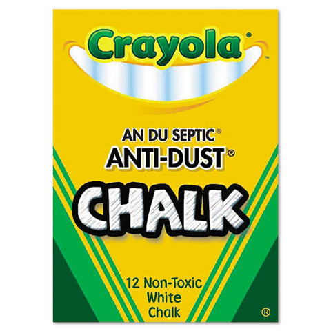 Nontoxic Anti-dust Chalk, White, 12 Sticks-box
