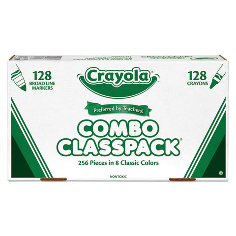 Crayons And Markers Combo Classpack, Eight Colors, 256-set
