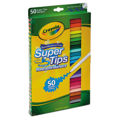 Washable Super Tips Markers, Broad-fine Bullet Tip, Assorted Colors,