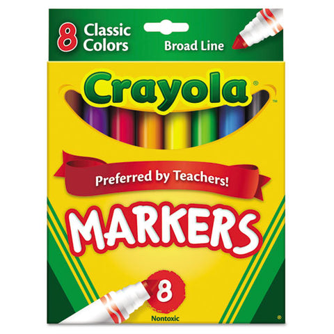 Non-washable Marker, Broad Bullet Tip, Assorted Colors, 8-pack