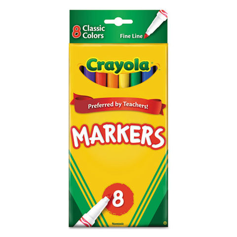 Non-washable Marker, Fine Bullet Tip, Assorted Colors, 8-pack