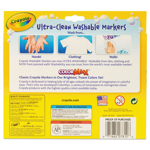 Ultra-clean Washable Markers, Broad Bullet Tip, Assorted Colors, Dozen
