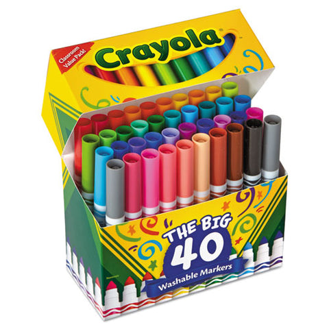 Ultra-clean Washable Markers, Broad Bullet Tip, Assorted Colors, 40-set