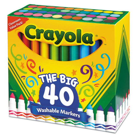 Ultra-clean Washable Markers, Broad Bullet Tip, Assorted Colors, 40-set