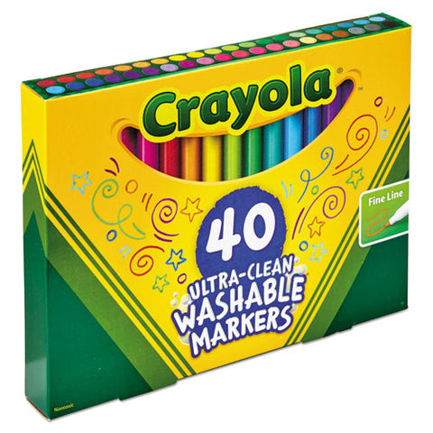 Ultra-clean Washable Markers, Fine Bullet Tip, Classic Colors, 40-set