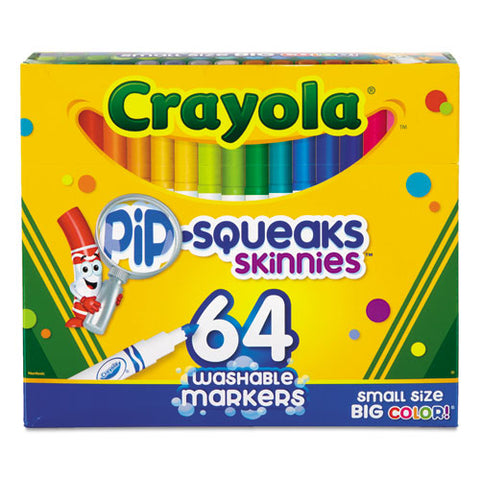 Pip-squeaks Skinnies Washable Markers, Medium Bullet Tip, Assorted Colors, 64-pack