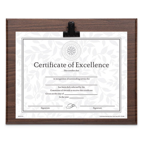 Plaque With Metal Clip, Wood, 8 1-2 X 11 Insert, Walnut