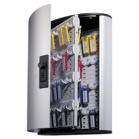 Locking Key Cabinet, 72-key, Brushed Aluminum, 11 3-4 X 4 5-8 X 15 3-4