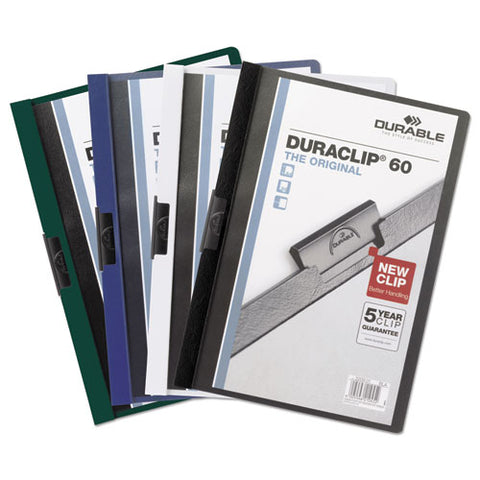 Vinyl Duraclip Report Cover, Letter, Holds 60 Pages, Clear-dark Blue, 25-box