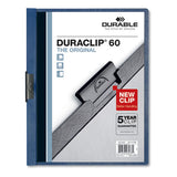 Vinyl Duraclip Report Cover, Letter, Holds 60 Pages, Clear-dark Blue, 25-box