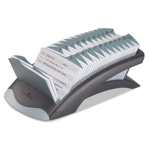 Telindex Desk Address Card File, Holds 500 4 1-8 X 2 7-8 Cards, Graphite-black