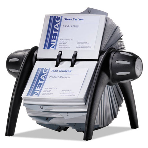 Visifix Flip Rotary Business Card File, Holds 400 4 1-8 X 2 7-8 Cards, Black-sr
