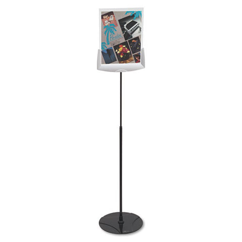 Sherpa Infobase Sign Stand, Acrylic-metal, 40"-60" High, Gray