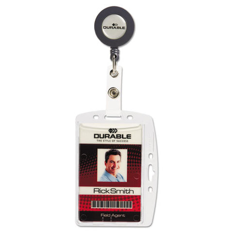 Id-security Card Holder Set, Vertical-horizontal, Reel, Clear, 10-pack