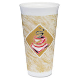 Foam Hot-cold Cups, 20 Oz., Café G Design, White-brown With Red Accents