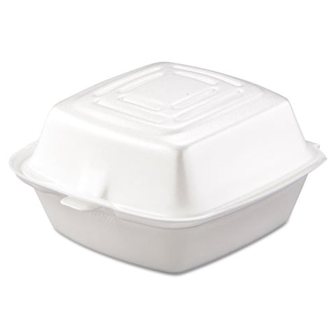 Foam Hinged Lid Containers, 5.38 X 5.5 X 2.88, White, 500-carton