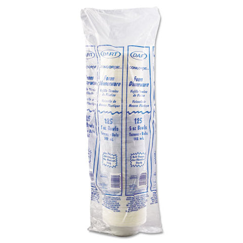 Non-laminated Foam Dinnerware, Bowl, 5 Oz, White, 125-pack, 8 Packs-carton