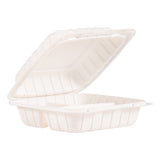 Hinged Lid Containers, 3-compartment, 8.3" X 8" X 3", White, 150-carton