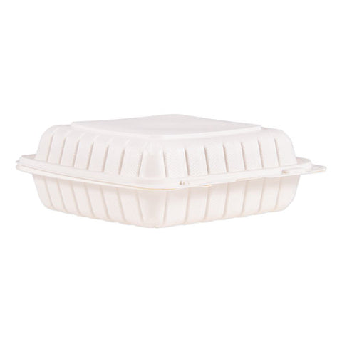 Hinged Lid Containers, Single Compartment, 9 X 8.8 X 3, White, 150-carton