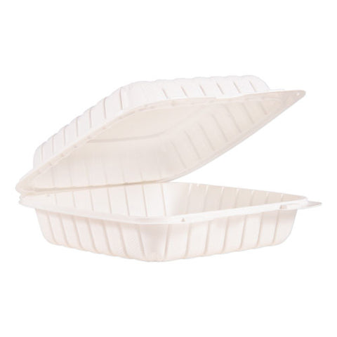Hinged Lid Containers, Single Compartment, 9 X 8.8 X 3, White, 150-carton