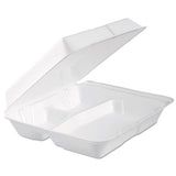 Foam Hinged Lid Container, 3-compartment, 9.3 X 9.5 X 3, White, 100-bag, 2 Bag-carton