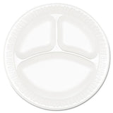 Concorde Foam Plate, 3-comp, 9" Dia, White, 125-pack, 4 Packs-carton