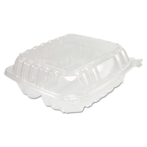 Clearseal Hinged-lid Plastic Containers, 8.25 X 8.25 X 3, Clear, 125-pack, 2 Packs-carton