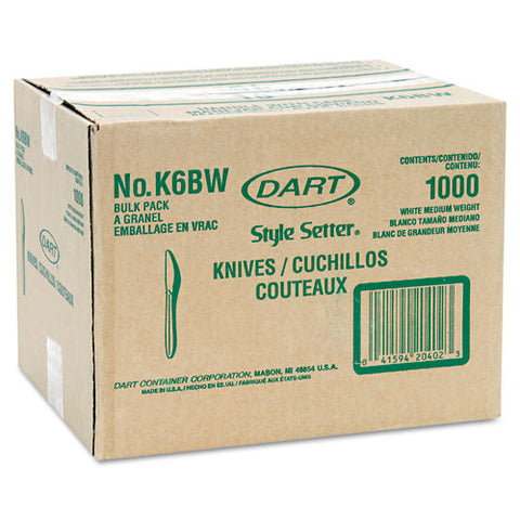 Style Setter Mediumweight Plastic Knives, White, 1000-carton