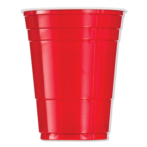 Solo Plastic Party Cold Cups, 16oz, Red, 50-bag, 20 Bags-carton