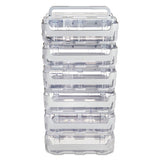 Stackable Caddy Organizer With S, M And L Containers, White Caddy, Clear Containers