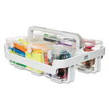 Stackable Caddy Organizer With S, M And L Containers, White Caddy, Clear Containers