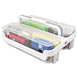 Stackable Caddy Organizer With S, M And L Containers, White Caddy, Clear Containers