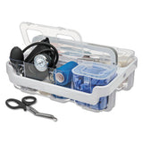 Stackable Caddy Organizer With S, M And L Containers, White Caddy, Clear Containers