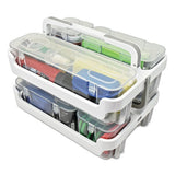 Stackable Caddy Organizer With S, M And L Containers, White Caddy, Clear Containers