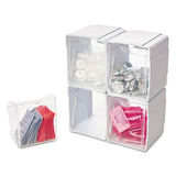 Tilt Bin Interlocking 4-bin Organizer, 4 5-8 X 4 7-8 X 5 1-2, White-clear
