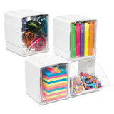 Tilt Bin Interlocking 4-bin Organizer, 4 5-8 X 4 7-8 X 5 1-2, White-clear
