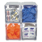 Tilt Bin Interlocking 4-bin Organizer, 4 5-8 X 4 7-8 X 5 1-2, White-clear
