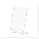 Superior Image Slanted Sign Holder, Portrait, 8 1-2 X 11 Insert, Clear