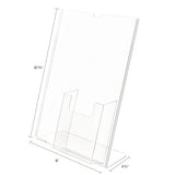 Superior Image Slanted Sign Holder With Front Pocket, 9w X 4.5d X 10.75h, Clear