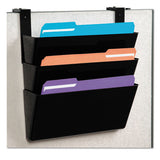 Docupocket Stackable Three-pocket Partition Wall File, Letter, 13 X 4 X 7, Black