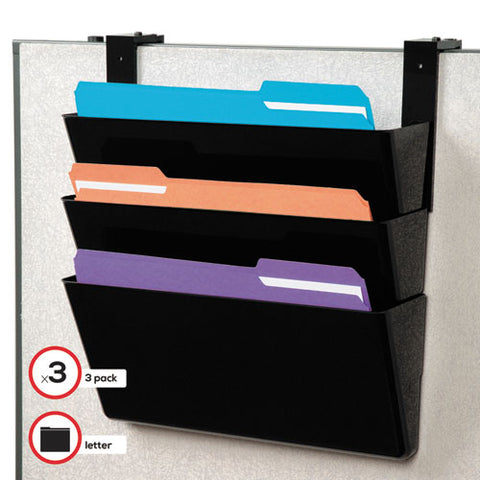 Docupocket Stackable Three-pocket Partition Wall File, Letter, 13 X 4 X 7, Black