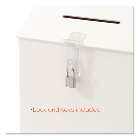 Suggestion Box Literature Holder W-locking Top, 13 3-4 X 3 5-8 X 13, White
