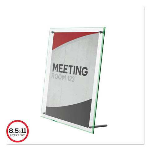 Superior Image Beveled Edge Sign Holder, Letter Insert, Clear-green-tinted Edges