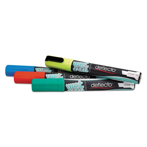Wet Erase Markers, Medium Chisel Tip, Assorted Colors, 4-pack